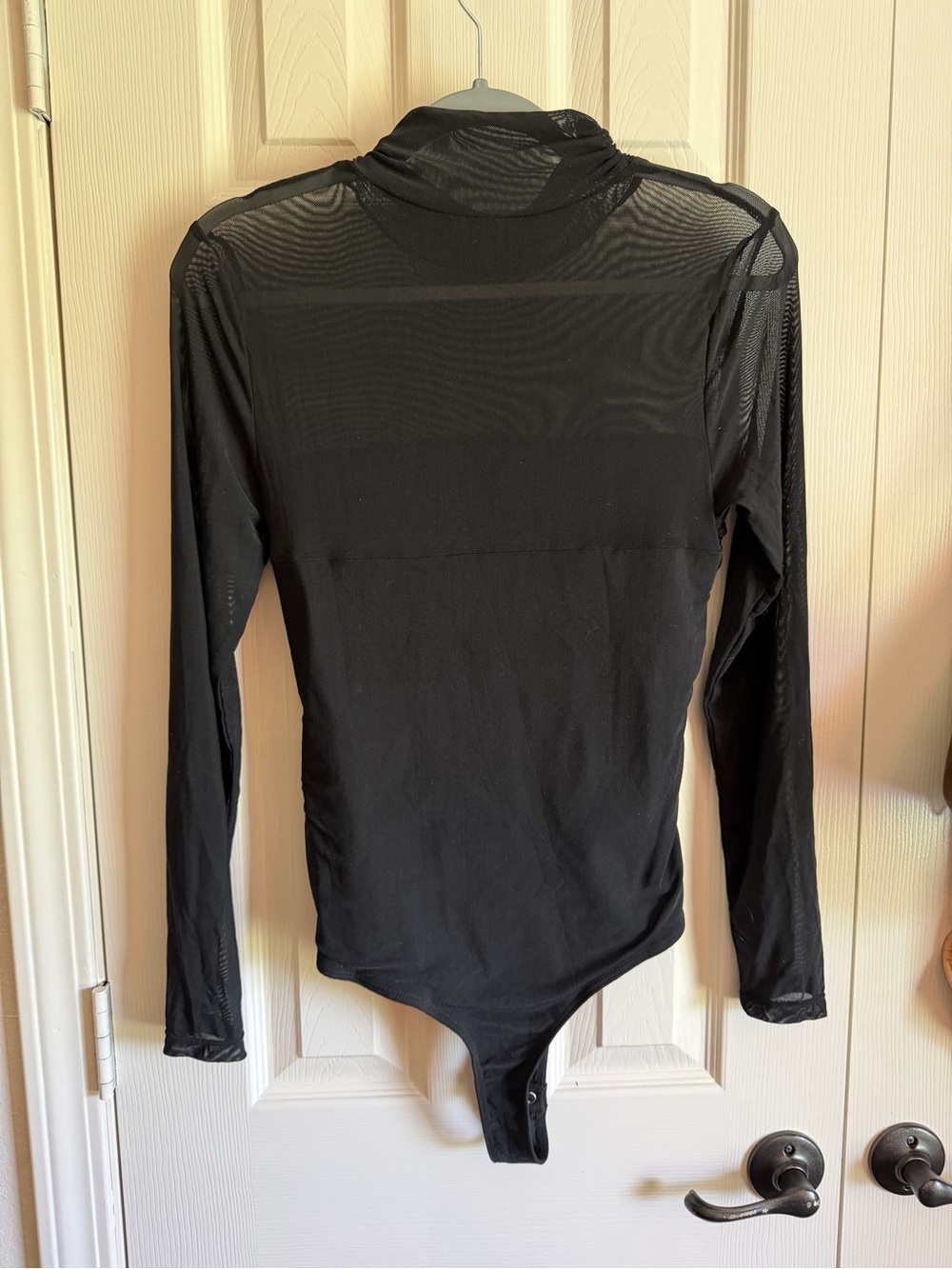 ReoRia Black Sheer Long Sleeve Turtleneck Bodysuit
